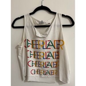 Vintage 90s Y2K Varsity Spirit Fashion Cheerleader Cropped Tank Top with Button